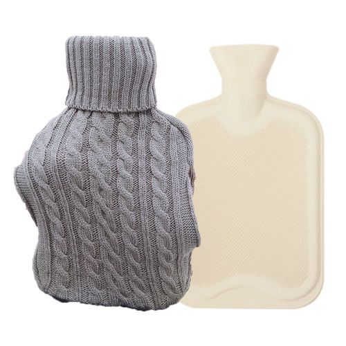 Bouillotte En Caoutchouc Avec Couvercle Tricoté, 2 Litres - Couvrez Vos Mains Grand Sac D'eau Chaude