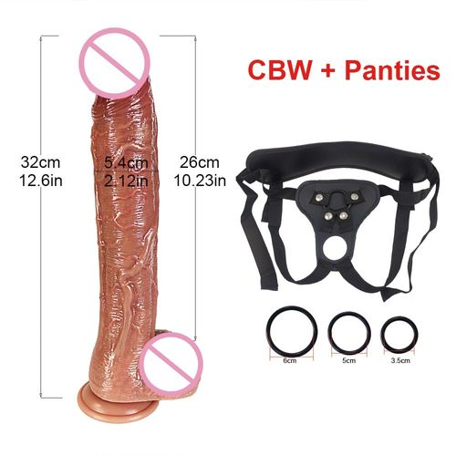 Cbw Avec Culotte - Godemiché Réaliste Xxl De 12.6 Pouces, Avec Une Puissante Aspiration, Pénis Cuprealiste, Jouet Sexuel Flexible, Point G, Avec Tige Incurvée Et Boule
