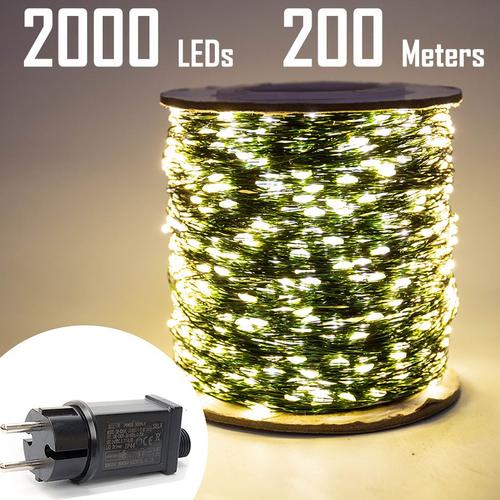 200m 1000 LED Guirlande Lumineuse Étanche Éclairage Noël Lumières
