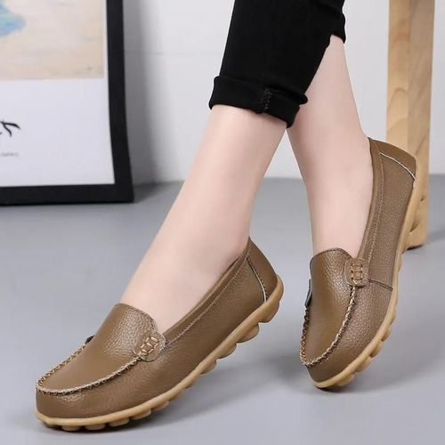 Chaussures Bateau Souples En Cuir Group Pour Femme,Mocassins Plats,Semelle Robuste Antidérapante,Grande Taille 35-44