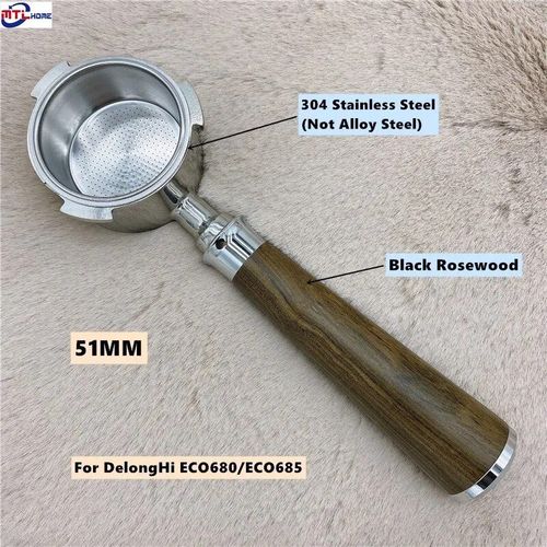 Mir d'affûtage de filtre à café sans fond,remplacement pour Delonghi Dedica EC680,EC685,accessoires Brista,51mm - Type 3 nails black wooden