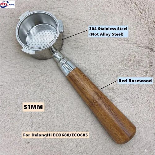 Mir d'affûtage de filtre à café sans fond,remplacement pour Delonghi Dedica EC680,EC685,accessoires Brista,51mm - Type 3 nails red wooden