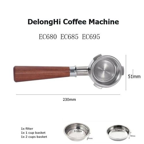 Filtre à café pour Delonghi Dedica EC680/EC685,51mm,accessoire de remplacement pour machine à expresso - Type Red rosewood handle