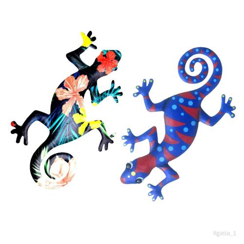 2x Sculpture de Lézards de Décoration de Gecko En Métal pour Les de Patio de Jardin pour