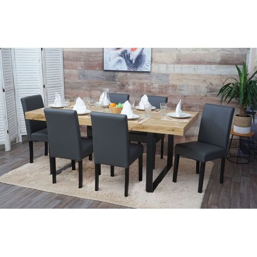 Lot De 6 Chaises De Salle À Manger Chaise De Cuisine Littau   Similicuir, Gris Mat, Pieds Foncés
