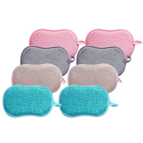 8pcs Eponges Lavable Réutilisable en Microfibre Antibactérienne pour Cuisine Plan de Travail Durable Grattant