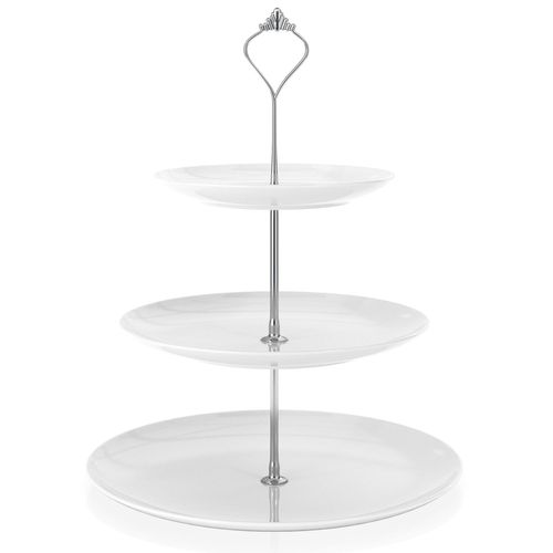 Intirilife Présentoir À Gâteaux En Porcelaine 3 Étages - Support De Service Etagere Pour Gâteaux, Muffins, Fruits Et Bien Plus Encore