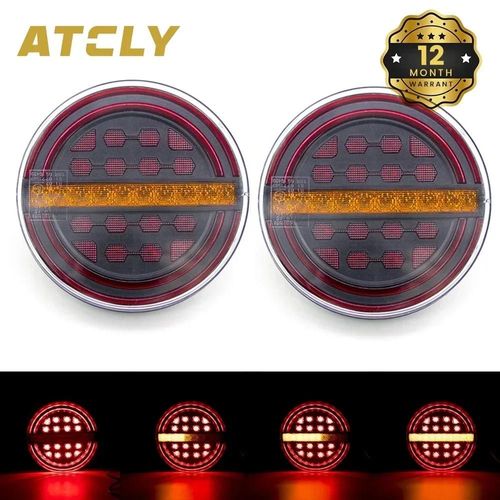 1 Pc - Enquêter De Frein Arrière Rond À Led Pour Remorque, Feu Clignotant À Débit Drl, Voiture, Camion, Bateaux, Bus, Camionnettes, Bateau, Caravane, Camion, Tracteur, 5.3 \