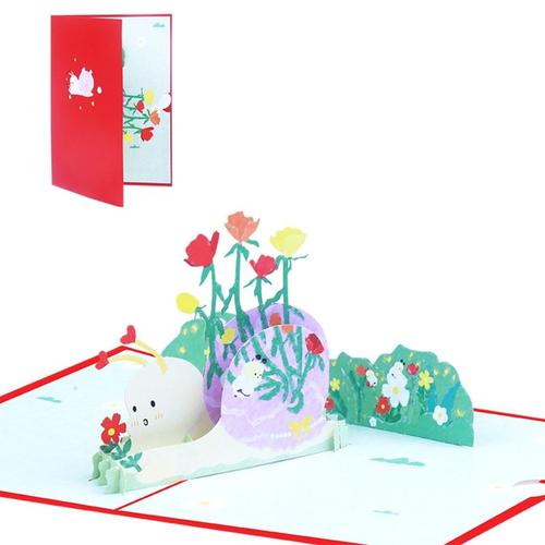 Carte Pop-Up 3d De Fête Des Mères, Carte De V¿Ux Avec Enveloppe Fleur D'escargot, Cadeau Pour Maman