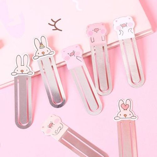 Marque-Pages Cochon En Métal, 4 Pièces, Pour Livres, Trombones Créatifs, Papeterie Cadeau, Fournitures Scolaires Et De Bureau