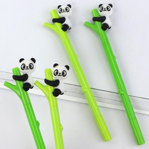 Stylo De Dessin Animé Panda En Bambou Neutre, 1 Pièce, Papeterie À Encre Noire 0.5mm, Fournitures D'écriture D'affaires, Stylo Gel Pour École Et Bureau, Cadeau De Récompense