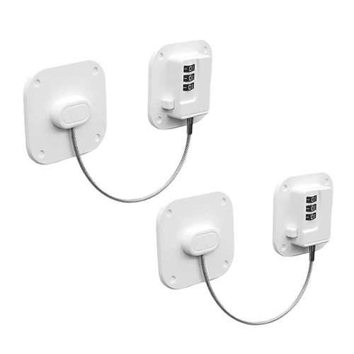 2 X Aucun Perçage Serrure De Réfrigérateur Avec Le Code Pour Les Enfants De Moins De 5 Ans, Adapté Pour Les Réfrigérateurs, Les Machines À Laver