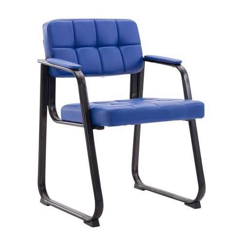 Chaise Visiteur Fauteuil De Bureau Sans Roulette Synthétique Bleu Bur10222