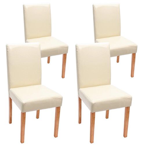 Lot De 4 Chaises De Salle À Manger Cuisine En Cuir Crème Pieds En Bois Clair Design Moderne 04_0001766
