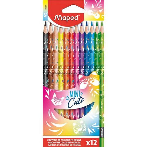 12 Crayons De Couleur - Coloriage - Dessin - Résistant - Maped - Mini Cute