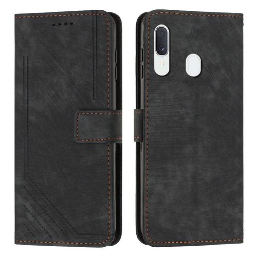 Coque Pour Samsung Galaxy A20e,Etui De Samsung Galaxy A20e Premium En Cuir Pochette Protection,Étui Pour Samsung Galaxy A20e Portefeuille Rabat Clapet Case,Noir