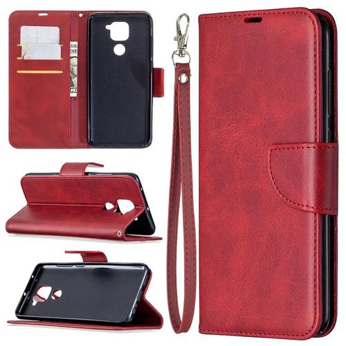 Etui Redmi-Note 9 Rouge Rabat Latéral Articulé Fonction Stand