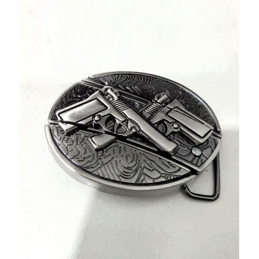 Ceinture Biker Avec Boucle Amovible 2 Guns - Style Western, Noir, Simili Cuir, Largeur 3.7 Cm, Taille Unique, Neuf Avec étiquettes