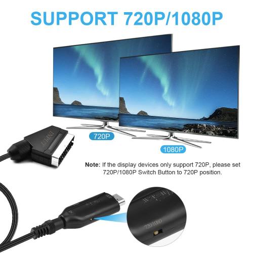 Adaptateur audio vidéo portable hdmi vers câble péritel convertisseur de  fils avec câble usb pour tv hd lignes dvd 720p 1080p OPTEX Pas Cher 