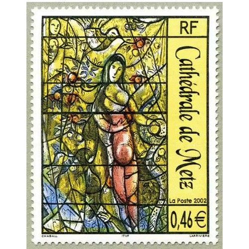 France 2002, Très Beau Timbre Neuf** Luxe Yvert 3498, Cathédrale De Metz, Vitrail De Chagall.