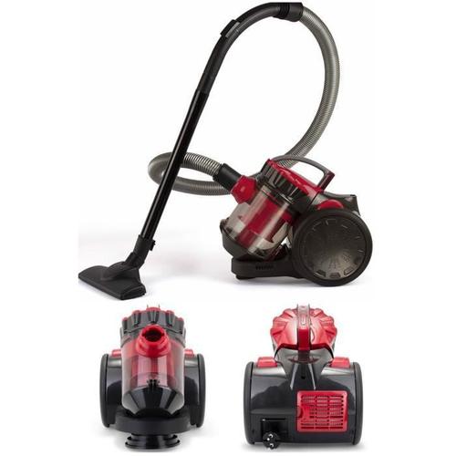 Aspirateur Sans sac 900 W Design Capacité 2l Combi Brosse Rayon d?action 6 m Filtre à air HEPA ROUGE/NOIR