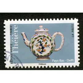Timbre Oblitéré Théière, Lettre Verte, France, Pays-Bas, Delft, La Poste