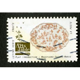 Timbre Oblitéré Les Arts De La Table, Porcelaine & Faïence, Plat/Production Moustiers-Sainte-Marie, Lettre Verte, France, La Poste