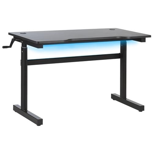 Bureau De Jeu Avec Trou Passe-Câble Avec Lumières Led Rvb Hauteur Ajustable Noir Durbin