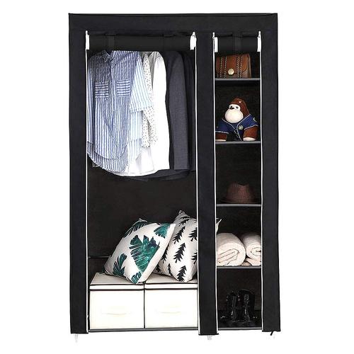 Armoire Penderie Rangement Dressing En Tissu Intissé Penderie Dressing Pliant - - Noir - 105x43x172cm