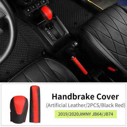 Noir Rouge - Couvercle De Poignées De Frein À Main En Cuir, Accessoires De Protection Swift Pour Suzuki Jimny Jb64 Jb74 2019 2020