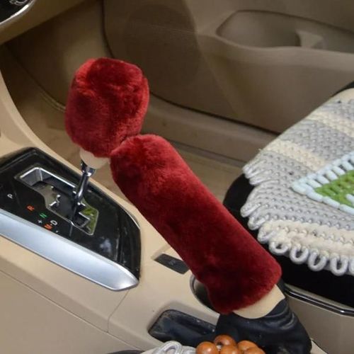 Vin Rouge - Juste De Frein À Main De Voiture En Fourrure De Peluche D'hiver, Housse De Pommeau De Levier De Vitesse, Rol'offre Ibiza Valentine 1870, Arosa, Alhambra, Exbones, Fr, Smile, Copa, Ata I, Altea Cor