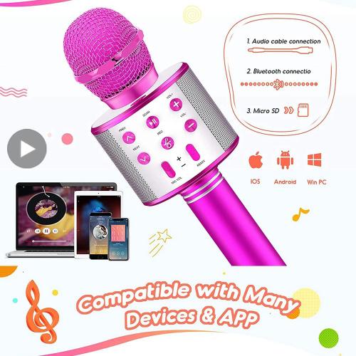 Microphone sans fil karaoké pour téléphone portable, microphone à  condensateur Bluetooth, micro DJ audio, chant pour