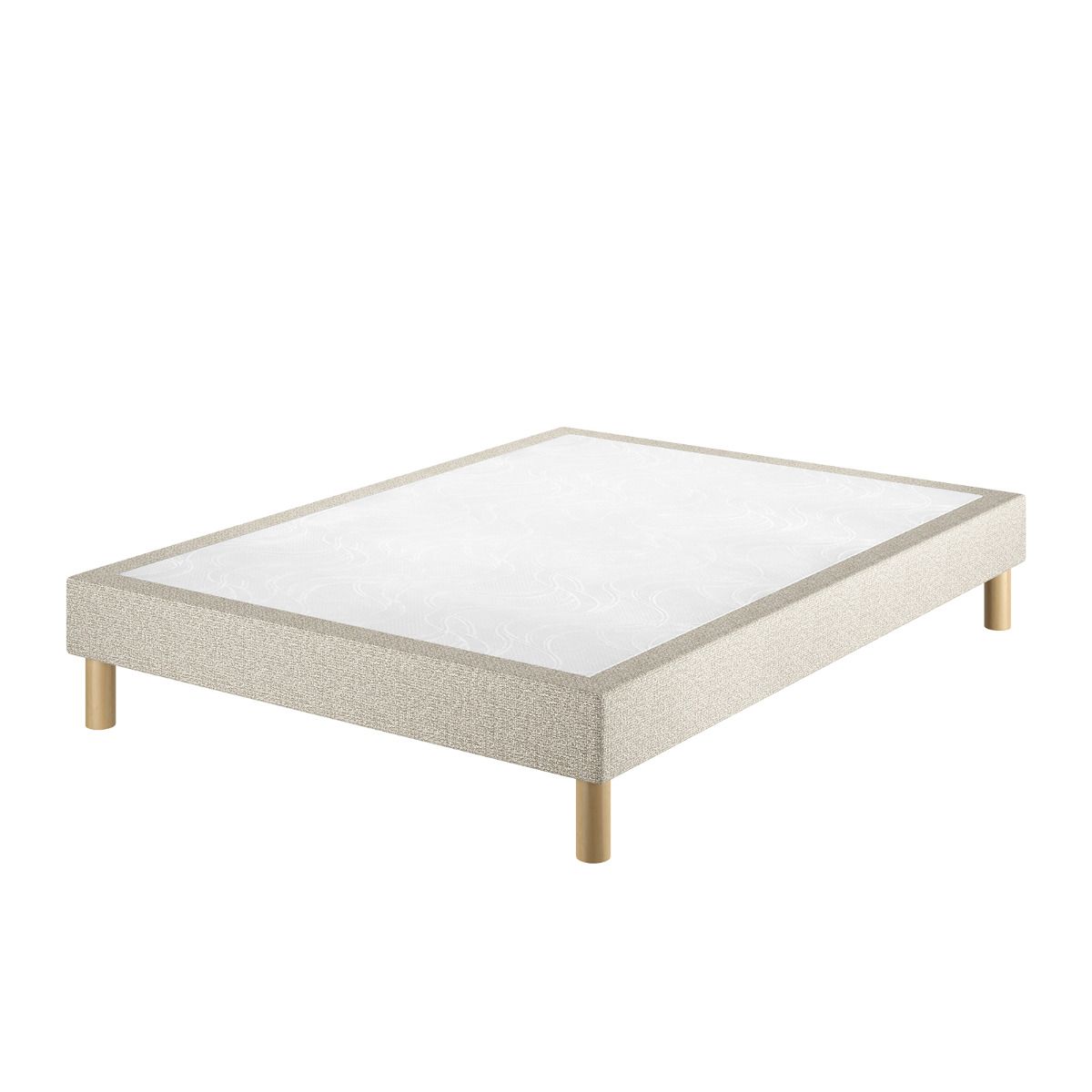 Le Roi Du Matelas - Sommier Cirse Deco Beige - 70x190 Cm - Cadre Bois Massif Recouvert De Tissu - Lattes Sapin Blanc Du Nord - Soutien Ferme