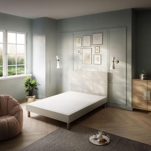 Le Roi Du Matelas - Sommier Cosmos Deco Beige - 90x200 Cm - Cadre Bois Massif Recouvert De Tissu - Lattes Bouleau / Hêtre - Soutien Ferme