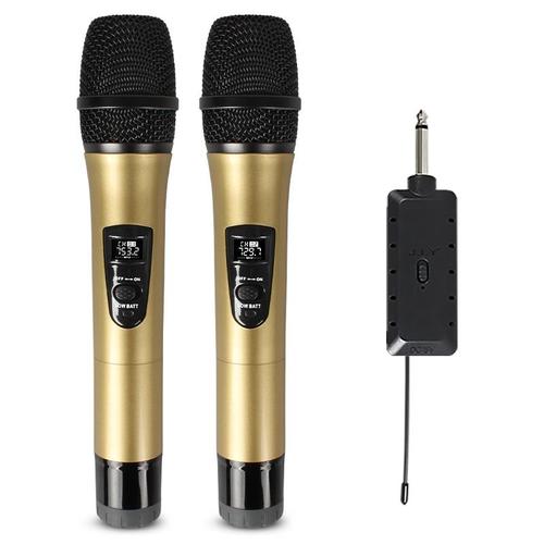 Microphone sans Fil Karaoké Micro sans Fil Professionnel Aluminium Alimenté  par 2 AA Piles Exclu 2 Micro HF à Main Portable : 126 €