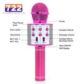 Lot de 2 microphones de karaoké sans fil Bluetooth, 5 en 1