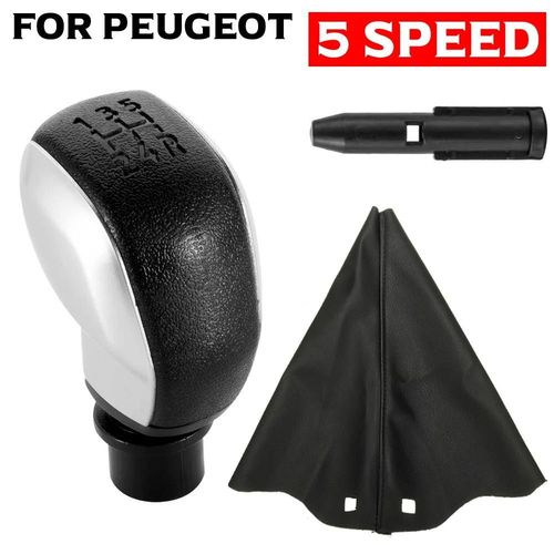 Matt-Set - Nouveau Chrome Voiture Abs Pommeau De Levier De Vitesses Manuelle 5 Vitesses Pour Peugeot 106 107 206 207 306 307 308 3008 406 5008 605 807