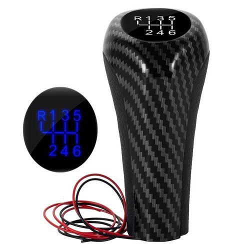 Impression Carbone 6 Bleu - Pommeau De Levier De Vitesse W/Led Rétro Éclairage Levier Poignée Bâton Pour Bmw E39 E60 E61 E46 E82 E87 E90 E91 E92 X1 X3 X5 M5