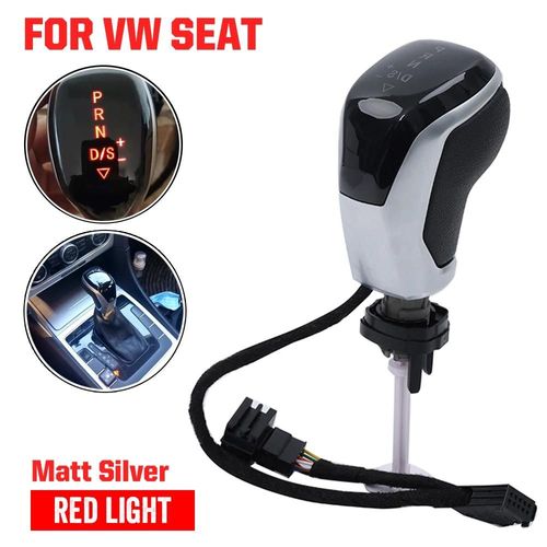 Argent Mat-Rouge - Levier De Vitesses Électronique Led Dsg, Pour Vw Golf 7 Passat B8 Tiguan Mk2 Cc Scirocco Octavia Kodiaqsuperbe Jetta Mk5 Mk6 Seat Ibiza Leon