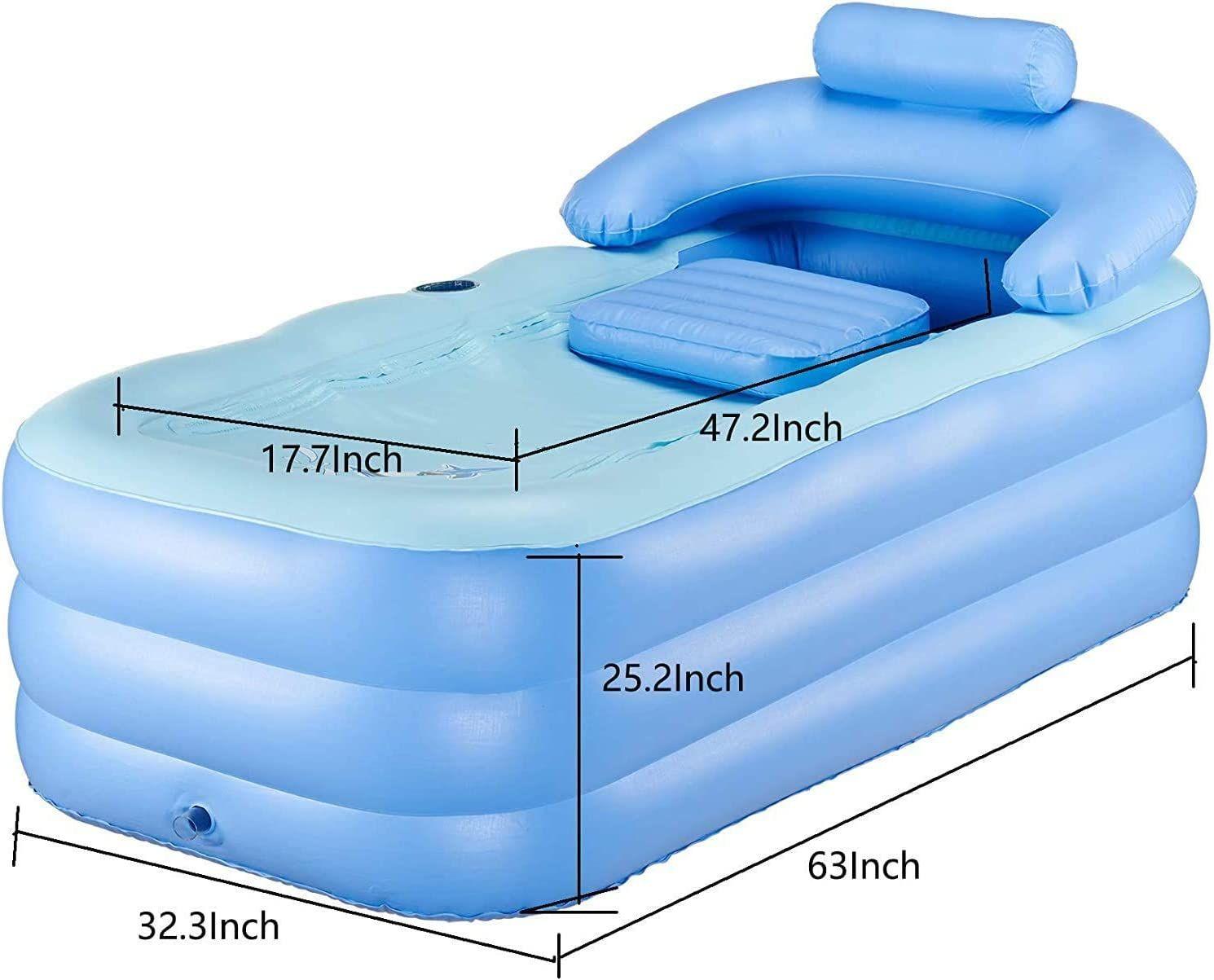 Baignoire gonflable portable pour adulte avec pompe ¿¿ air ¿¿lectrique, en  PVC haute densit¿¿ avec baignoire pliable et portable pour spa adulte (160  x 32 x 64 cm).