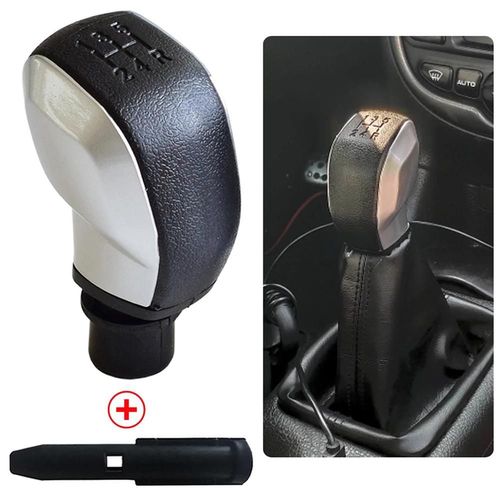 Argent Mat - Pommeau De Levier De Vitesse En Abs Noir, Avec Cache Guêtre En Cuir, Pour Voiture Peugeot 106 206 306 406 107 207 307 407 301 308 2008