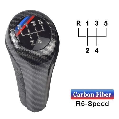 Fibre De Carbone À 5 Vitesses - Pommeau De Levier De Vitesse En Cuir, Pour Bmw E46, E90, E92, E39, X1 M, Logo
