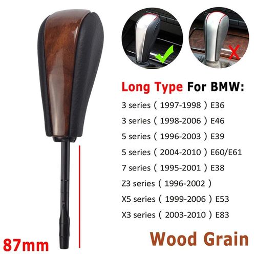 Grain De Bois-Long - Qualité'origine Pommeau De Levier De Vitesse De Voiture Pour Bmw E39 E46 E53 E60 E61 E63 E64 E83 E81 E82 E87 E90 E91 E92 E93 Automatique De Voiture