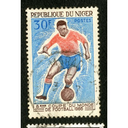 Timbre Oblitéré République Du Niger, Postes, 30 F, 8 Eme Coupe Du Monde De Football 1966
