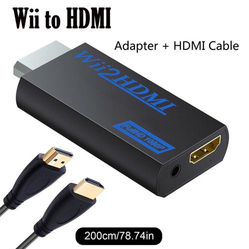 Adaptateur de convertisseur Wii vers HDMI Sortie video 1080p Audio 3 5 mm  avec cable HDMI 2M