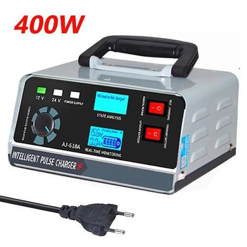 Prise Ue - Chargeur De Batterie De Voiture De Grande Puissance 400w 12v 24v, Réparation Intelligente Des Impulsions Avec Affichage Numérique Pour Voiture Suv Camion Bateau Moto