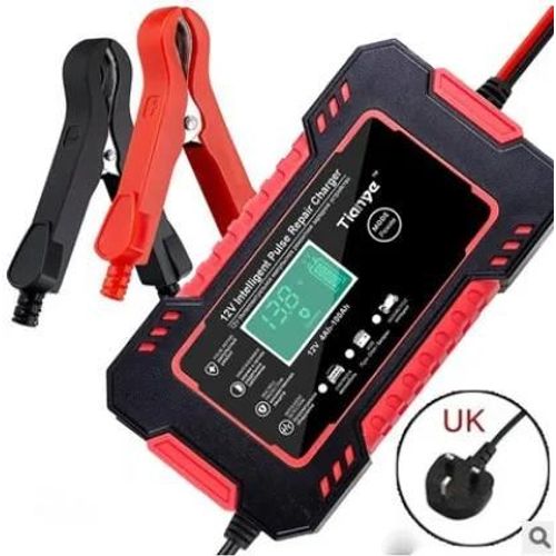 Prise Ue Rouge - Chargeur De Batterie De Voiture 12v 6a, Charge Rapide Intelligente, Type De Réparation'impulsions, Arrêt Automatique, Double Mode, Plomb Acide, Pour Moto Et Camion