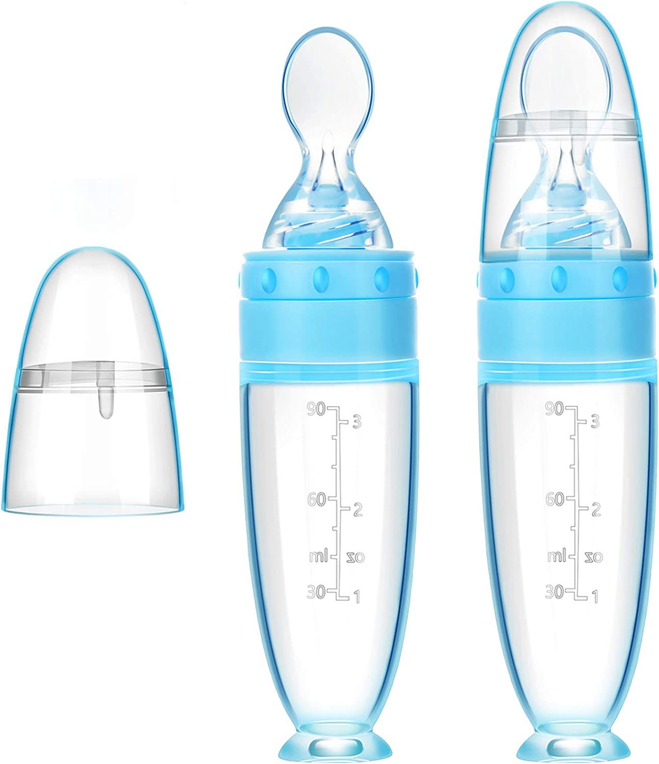 2 pièces bébé silicone biberon cuillère mangeoire pour bébé avec base  debout pour nourrisson 0-24 mois distribution et alimentation
