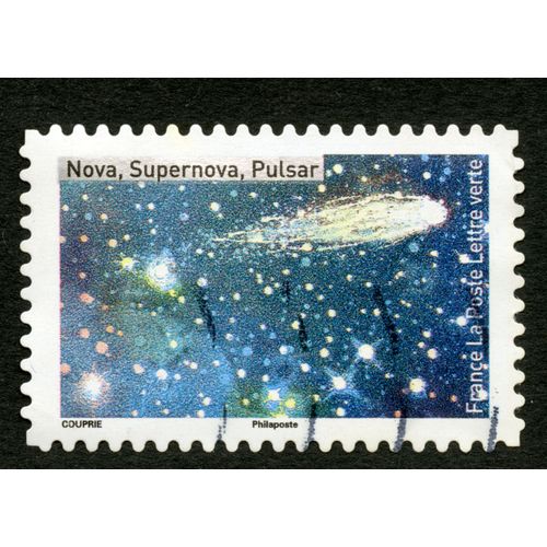 Timbre Oblitéré Nova, Supernova, Pulsar, France, La Poste, Lettre Verte, Couprie