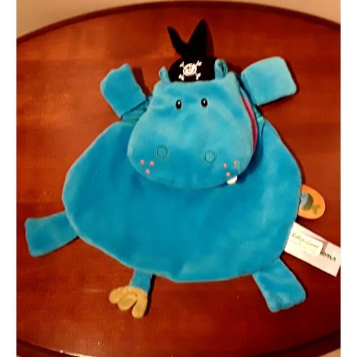 Doudou Plat Hippopotame Pirate Lilliputiens